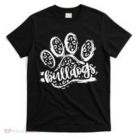Retro Bulldogs Mascot School Spirit Leopard Print Paw Sports T-Shirt thumb 0