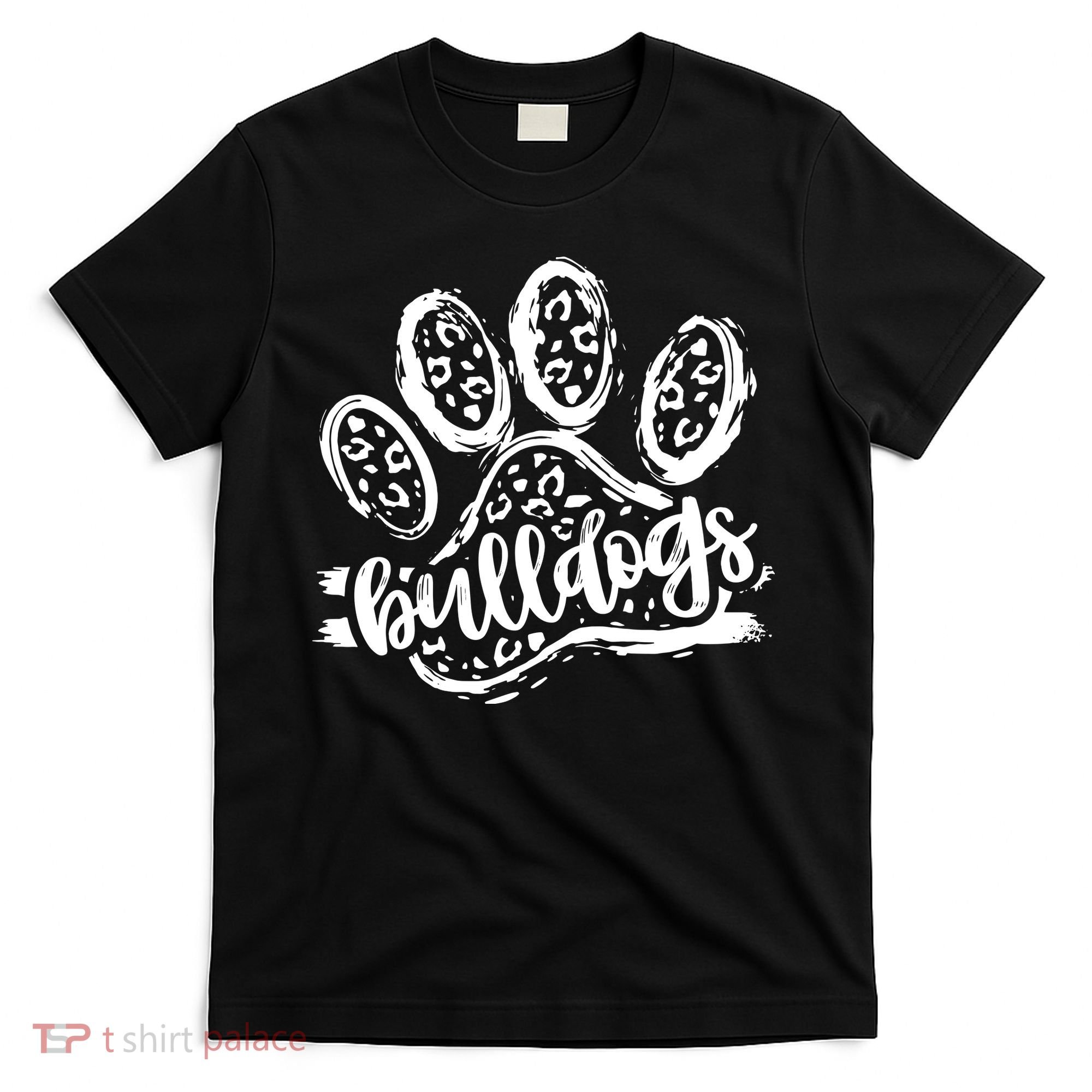 Retro Bulldogs Mascot School Spirit Leopard Print Paw Sports T-Shirt