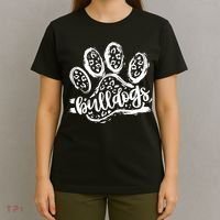 Retro Bulldogs Mascot School Spirit Leopard Print Paw Sports T-Shirt thumb 4