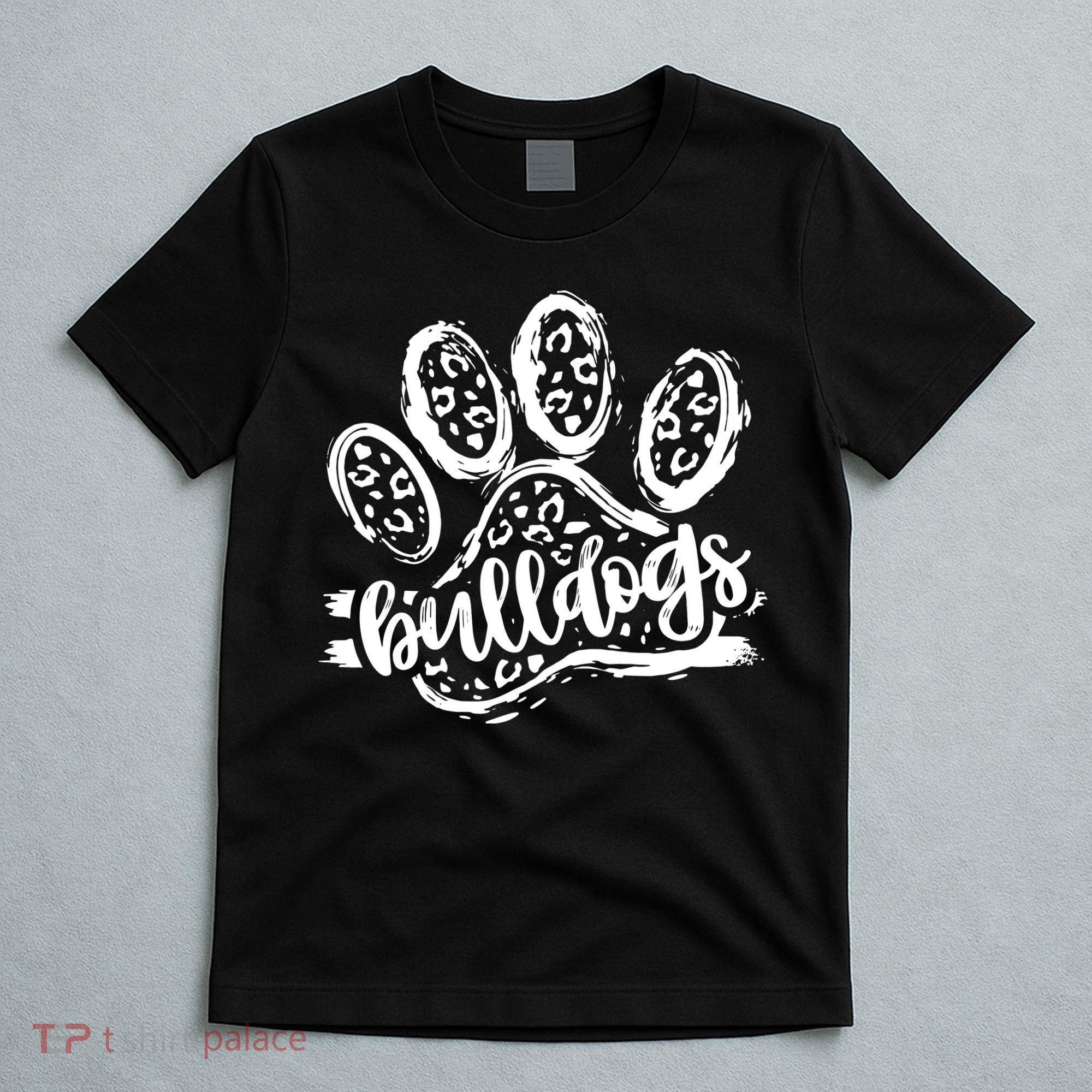Retro Bulldogs Mascot School Spirit Leopard Print Paw Sports T-Shirt