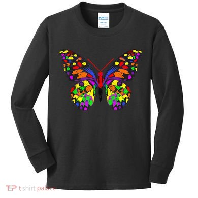 Rainbow Butterflies Monarch Butterfly Kids Long Sleeve Shirt