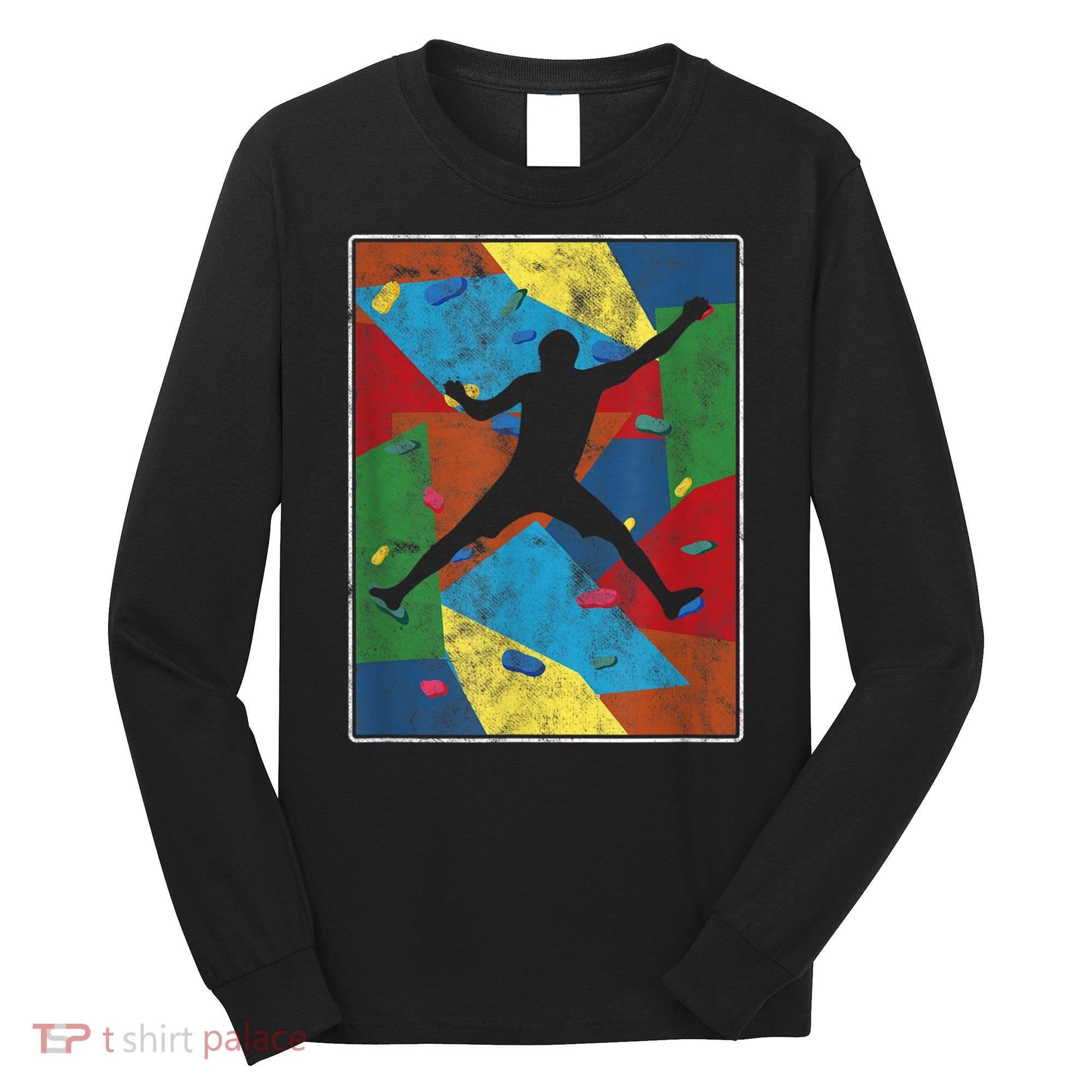 Retro Bouldering Mountaineer Mountain Climber Rock Climbing Long Sleeve Shirt