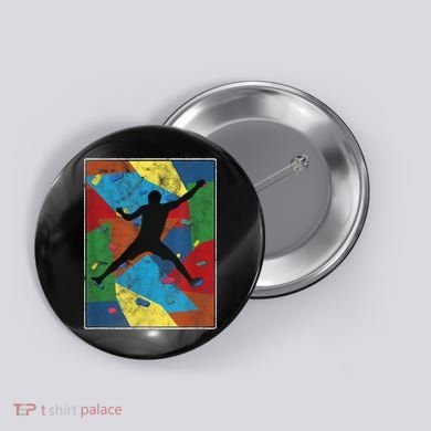 Retro Bouldering Mountaineer Mountain Climber Rock Climbing Button
