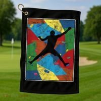 Retro Bouldering Mountaineer Mountain Climber Rock Climbing Golf Towel thumb 1