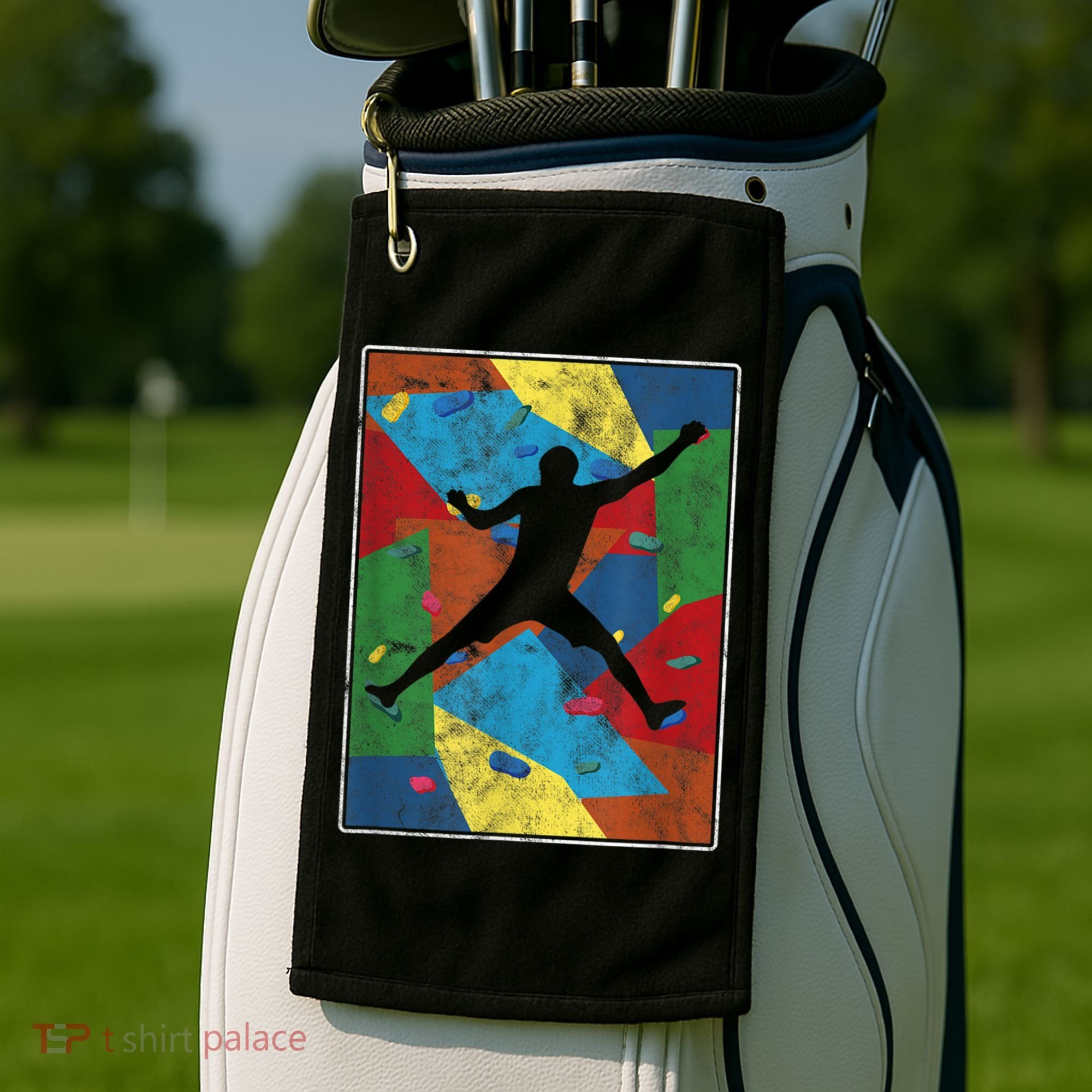 Retro Bouldering Mountaineer Mountain Climber Rock Climbing Golf Towel