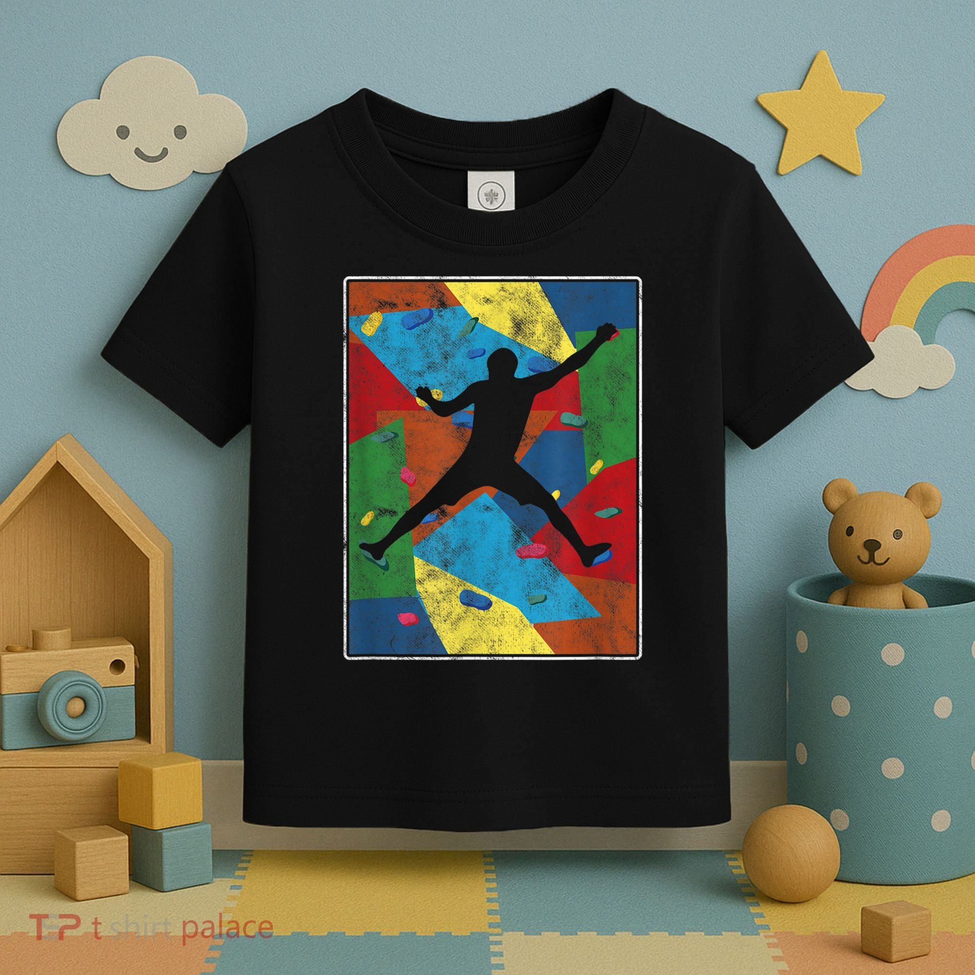Retro Bouldering Mountaineer Mountain Climber Rock Climbing Toddler T-Shirt