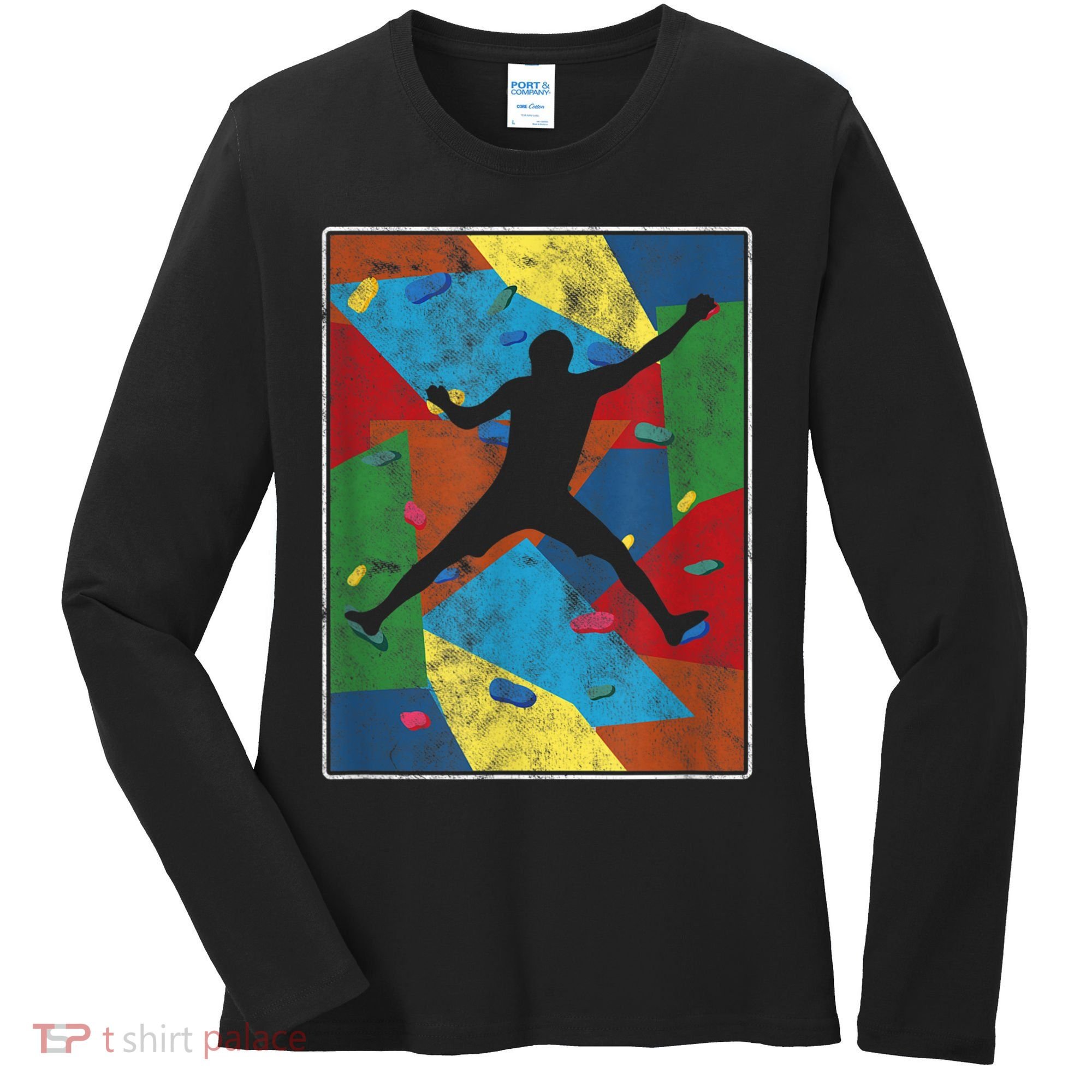 Retro Bouldering Mountaineer Mountain Climber Rock Climbing Women's Long Sleeve Shirt