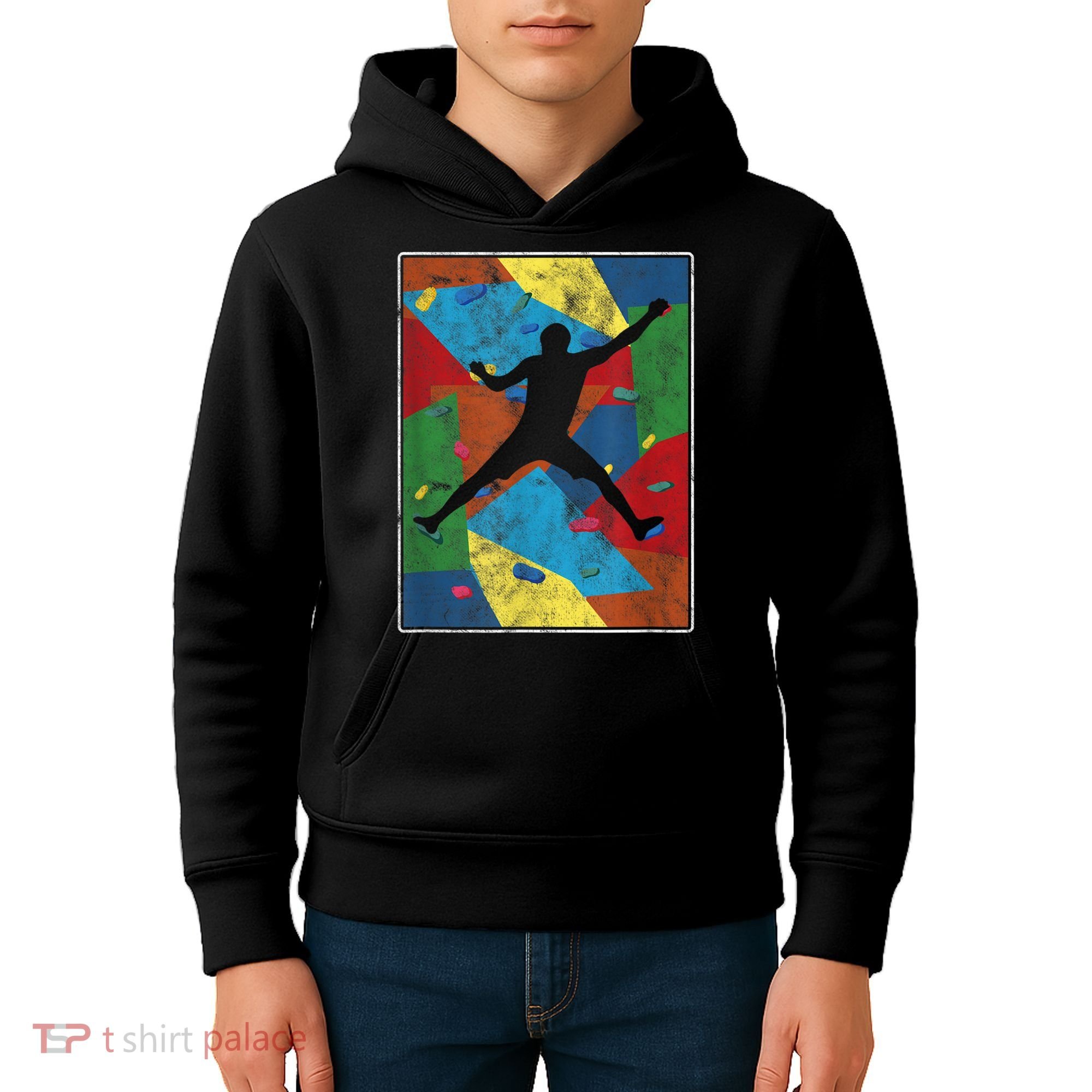 Retro Bouldering Mountaineer Mountain Climber Rock Climbing Kids Hoodie