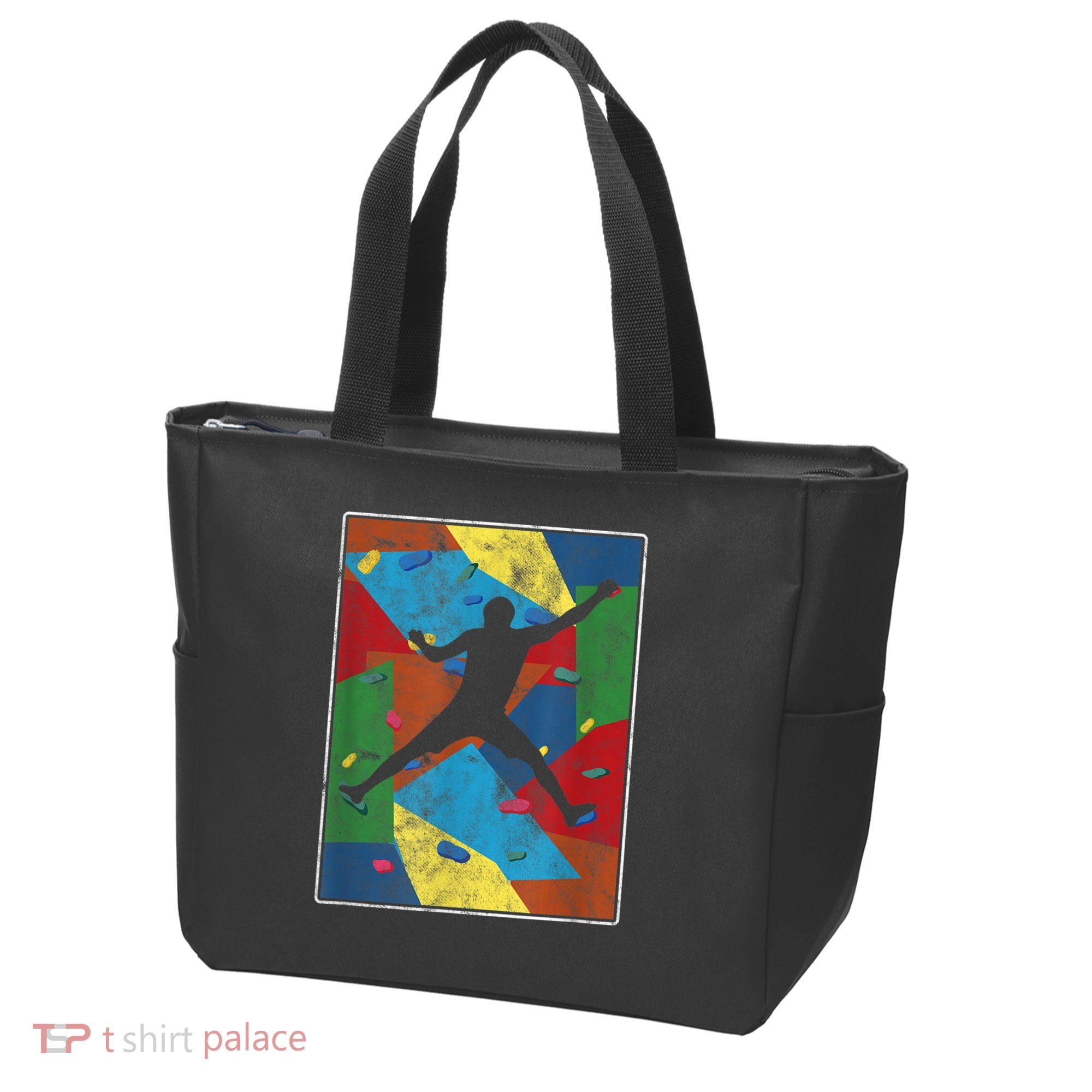 Retro Bouldering Mountaineer Mountain Climber Rock Climbing Tote Bag