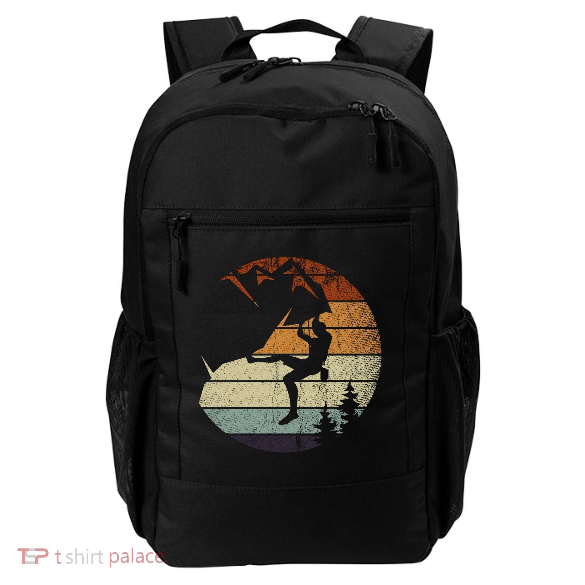 Retro Bouldering Mountain Climber Climb Sports Rock Climbing Gift Backpack