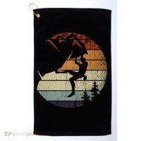 Retro Bouldering Mountain Climber Climb Sports Rock Climbing Gift Golf Towel thumb 0