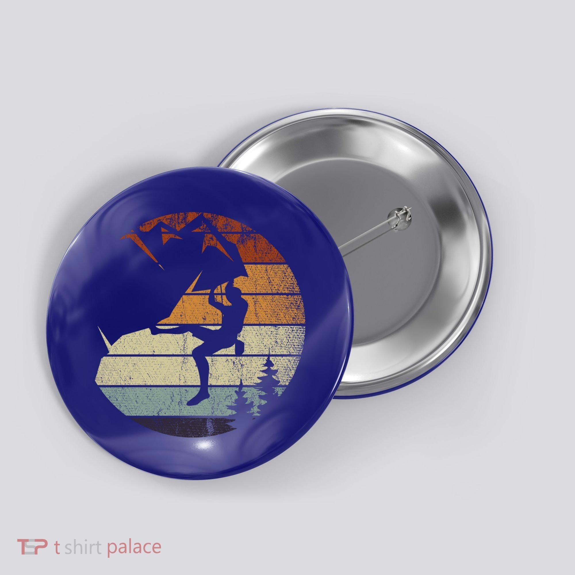 Retro Bouldering Mountain Climber Climb Sports Rock Climbing Gift Button