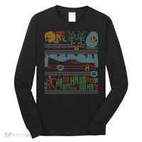 Retro Bat Mobile Gamer Nerdy Ugly Christmas Long Sleeve Shirt thumb 0