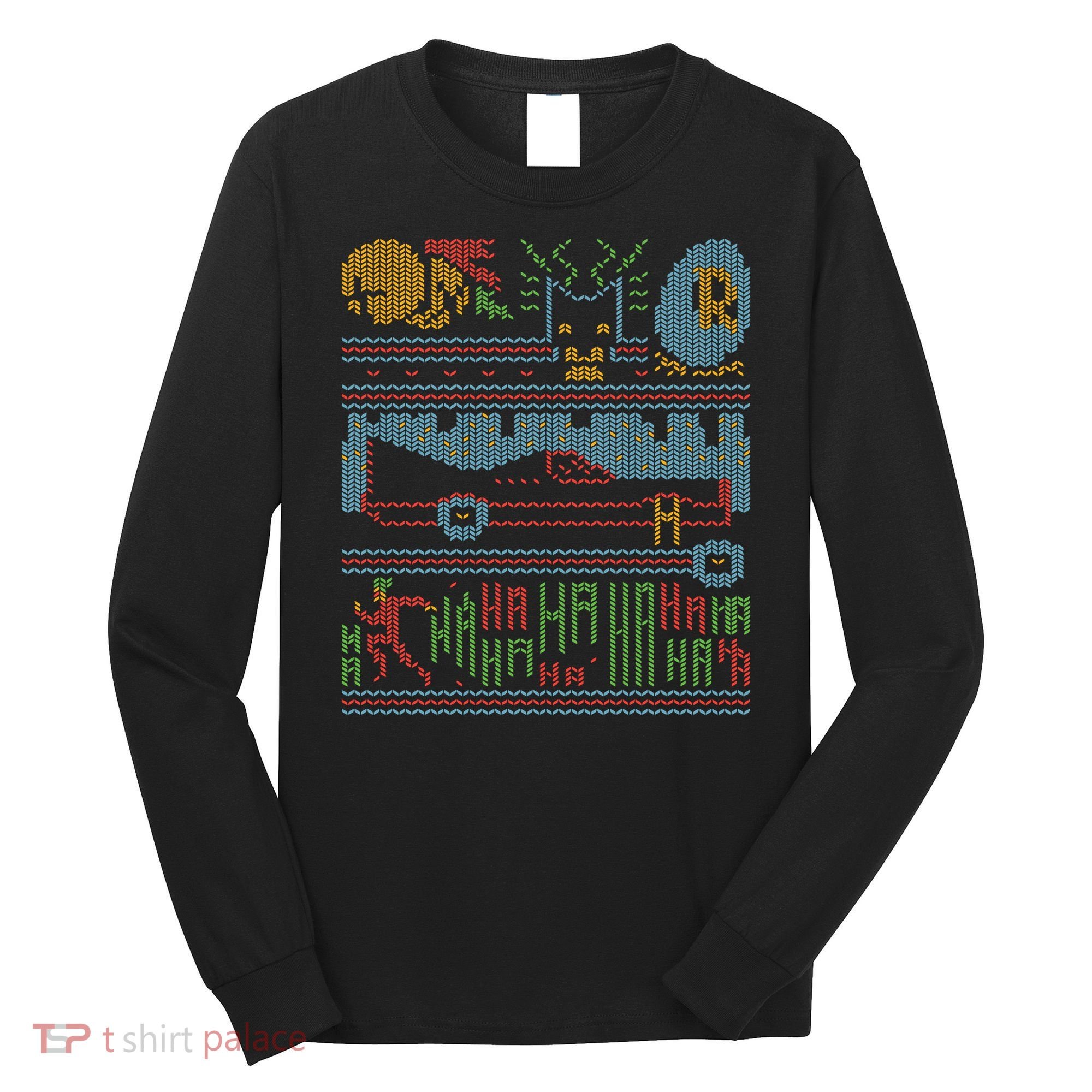 Retro Bat Mobile Gamer Nerdy Ugly Christmas Long Sleeve Shirt