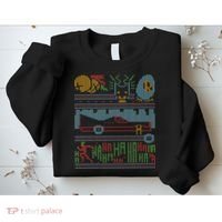 Retro Bat Mobile Gamer Nerdy Ugly Christmas Sweatshirt thumb 2