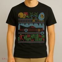 Retro Bat Mobile Gamer Nerdy Ugly Christmas T-Shirt thumb 3