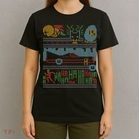 Retro Bat Mobile Gamer Nerdy Ugly Christmas T-Shirt thumb 4