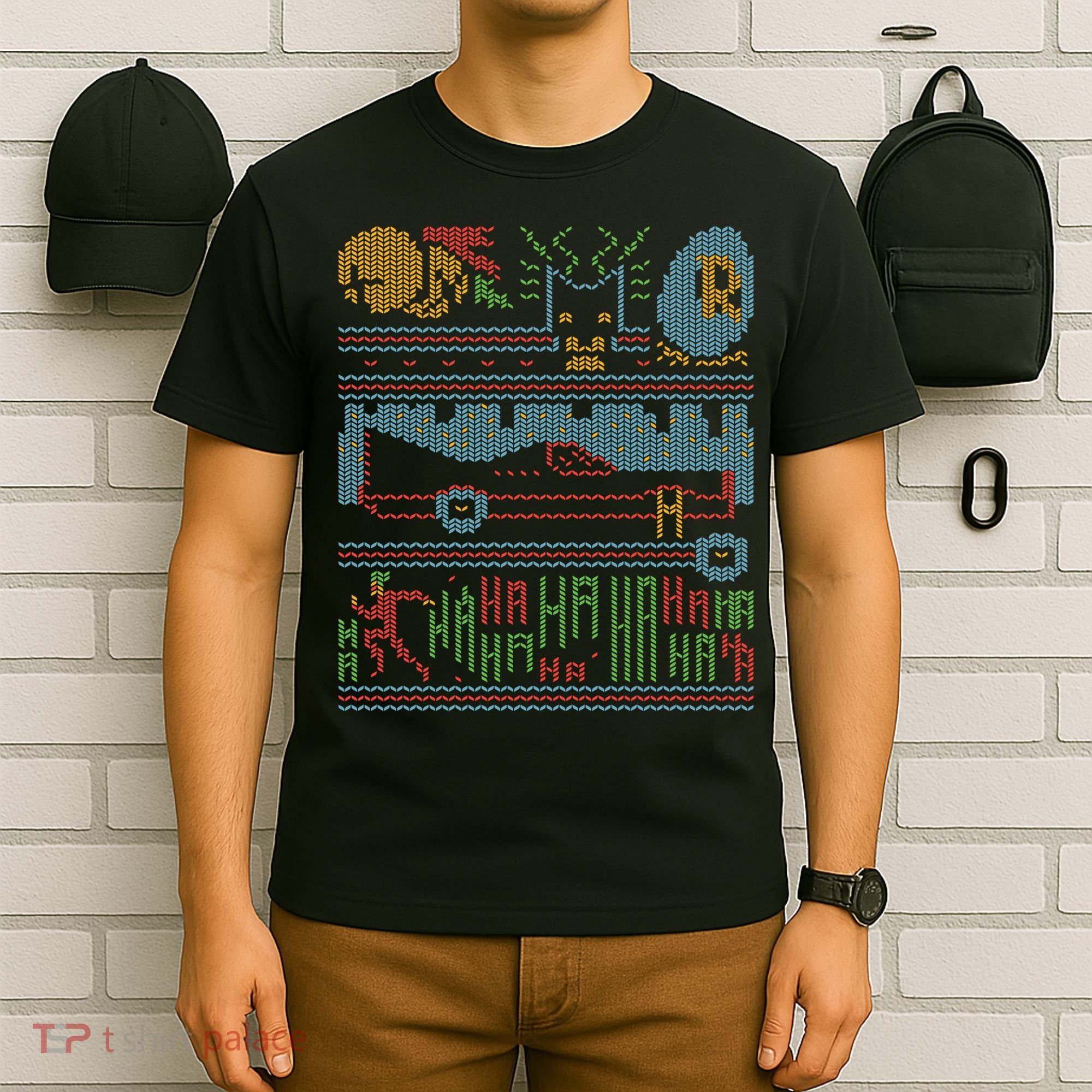 Retro Bat Mobile Gamer Nerdy Ugly Christmas T-Shirt