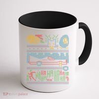 Retro Bat Mobile Gamer Nerdy Ugly Christmas Coffee Mug thumb 1