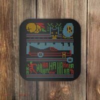 Retro Bat Mobile Gamer Nerdy Ugly Christmas Coaster thumb 0