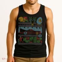 Retro Bat Mobile Gamer Nerdy Ugly Christmas Tank Top thumb 3