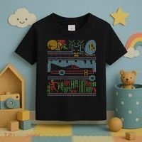 Retro Bat Mobile Gamer Nerdy Ugly Christmas Toddler T-Shirt thumb 3