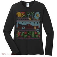 Retro Bat Mobile Gamer Nerdy Ugly Christmas Women's Long Sleeve Shirt thumb 0