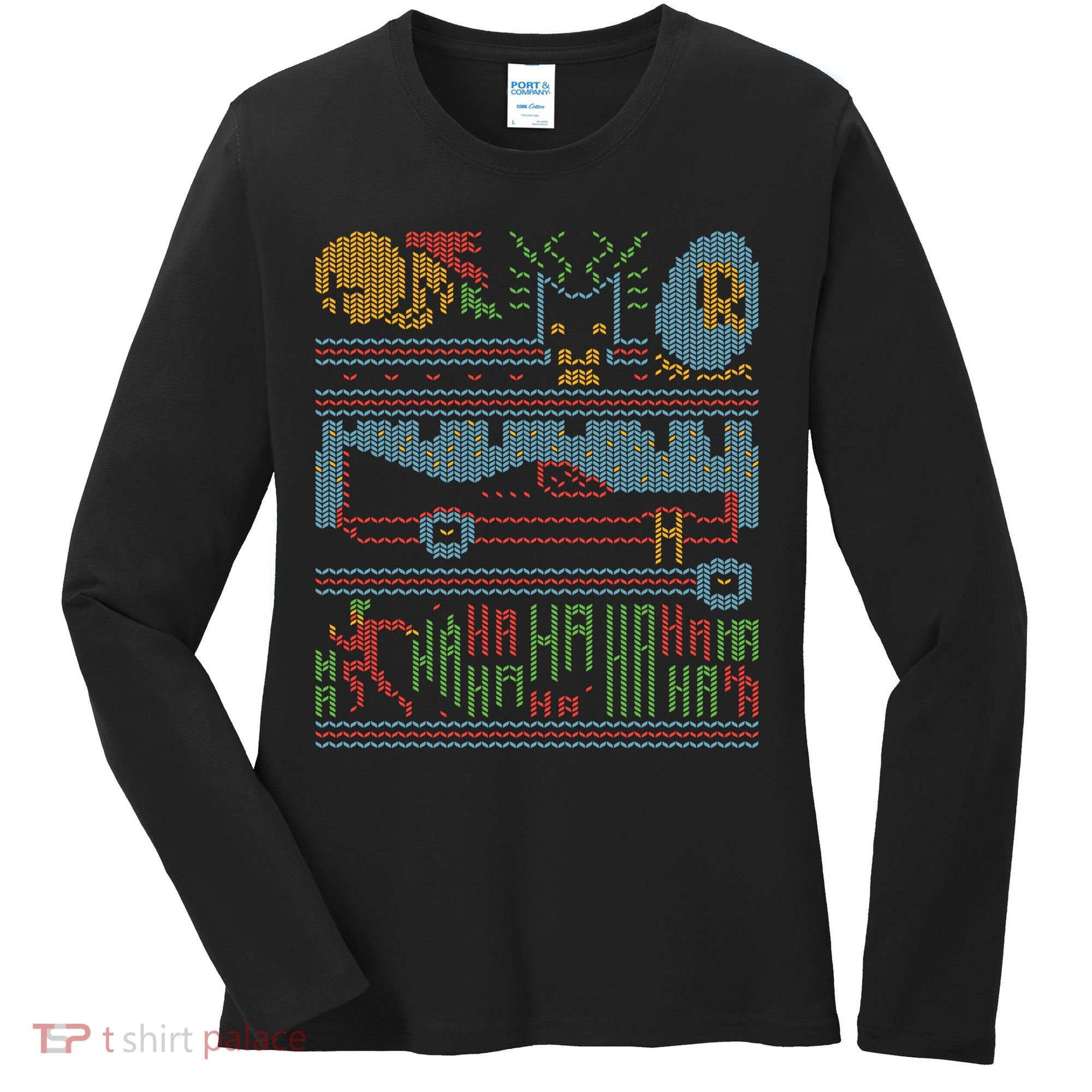 Retro Bat Mobile Gamer Nerdy Ugly Christmas Women's Long Sleeve Shirt