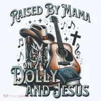 Raised By Mama On Dolly And Jesus Ornament thumb 1