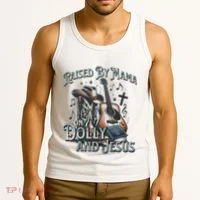 Raised By Mama On Dolly And Jesus Tank Top thumb 3