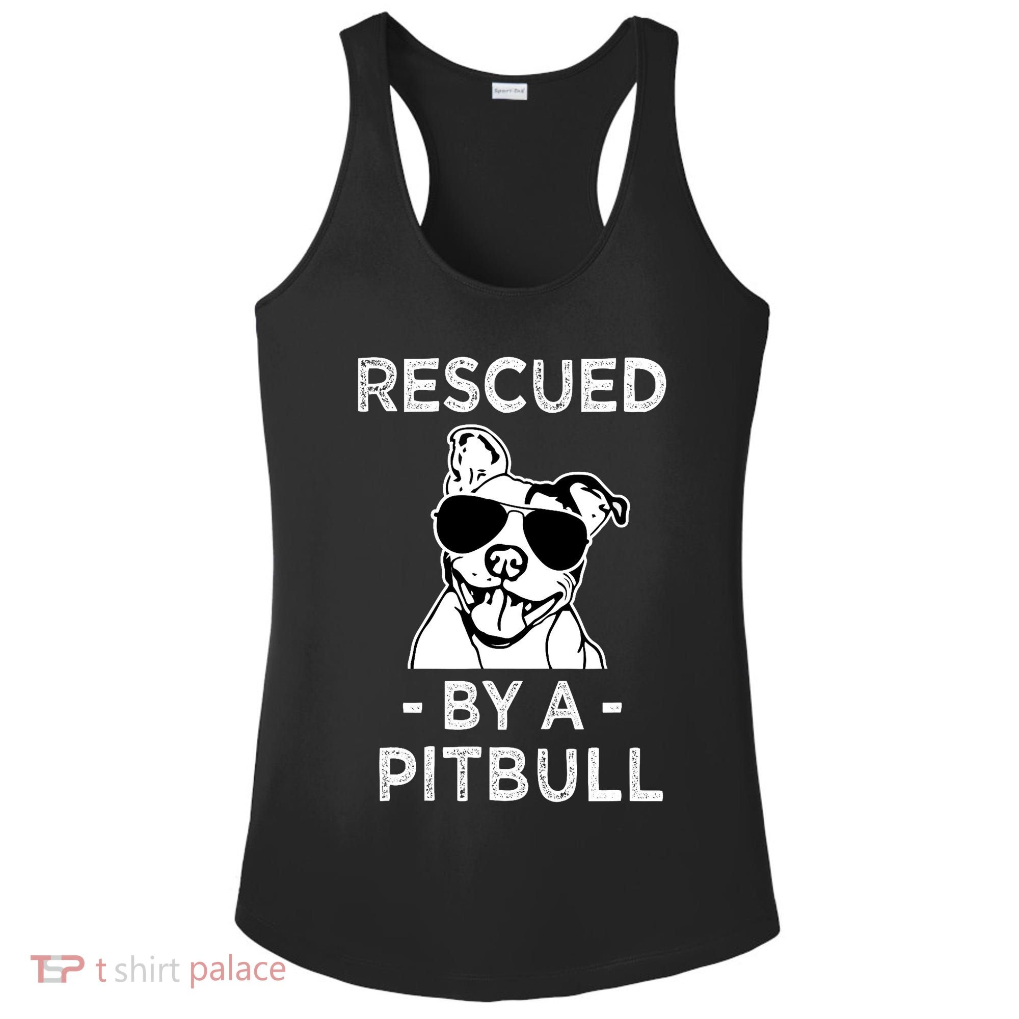 Rescued by my Pitbull Dog funny saying Ladies PosiCharge Competitor Racerback Tank