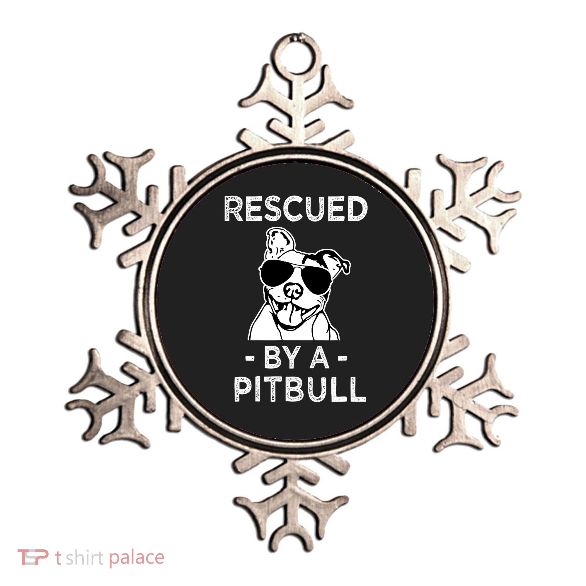 Rescued by my Pitbull Dog funny saying Ornament