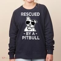Rescued by my Pitbull Dog funny saying Women's Sweatshirt thumb 0