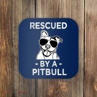 Rescued by my Pitbull Dog funny saying Coaster thumb 0