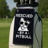 Rescued by my Pitbull Dog funny saying Golf Towel thumb 2