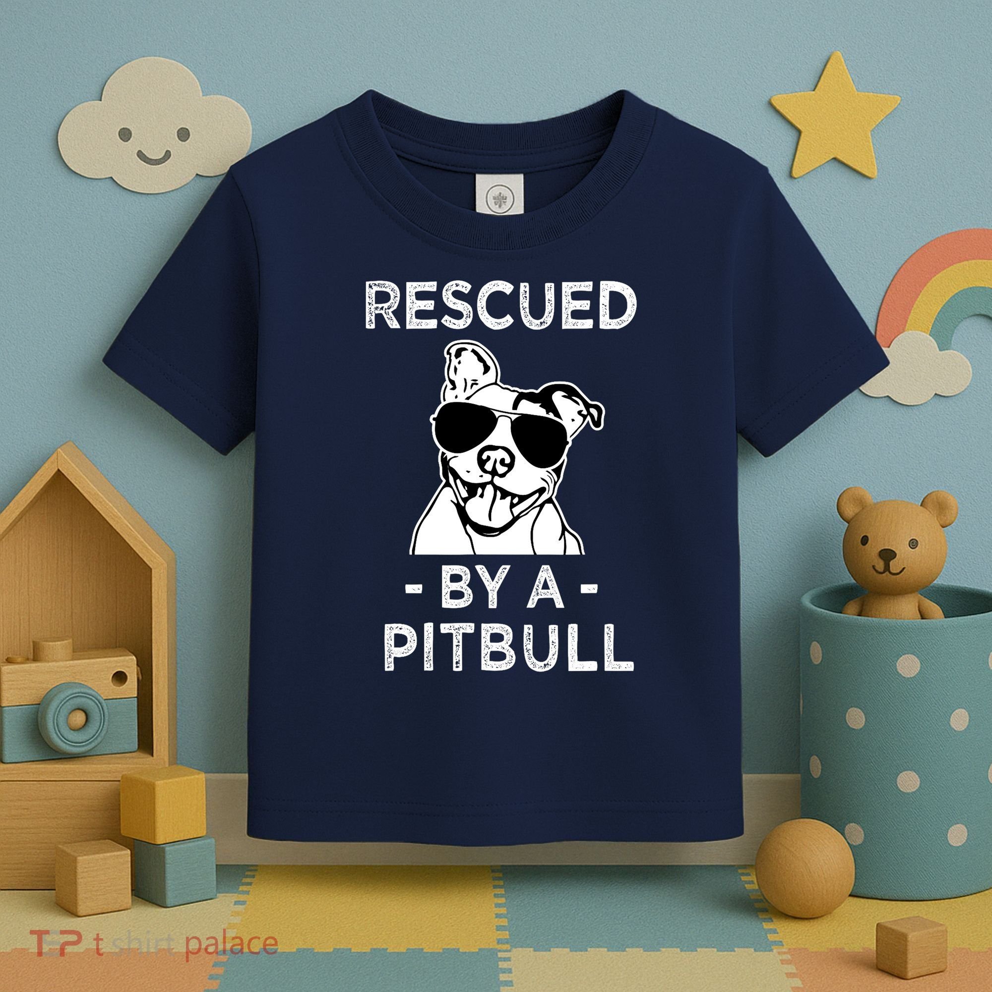 Rescued by my Pitbull Dog funny saying Toddler T-Shirt