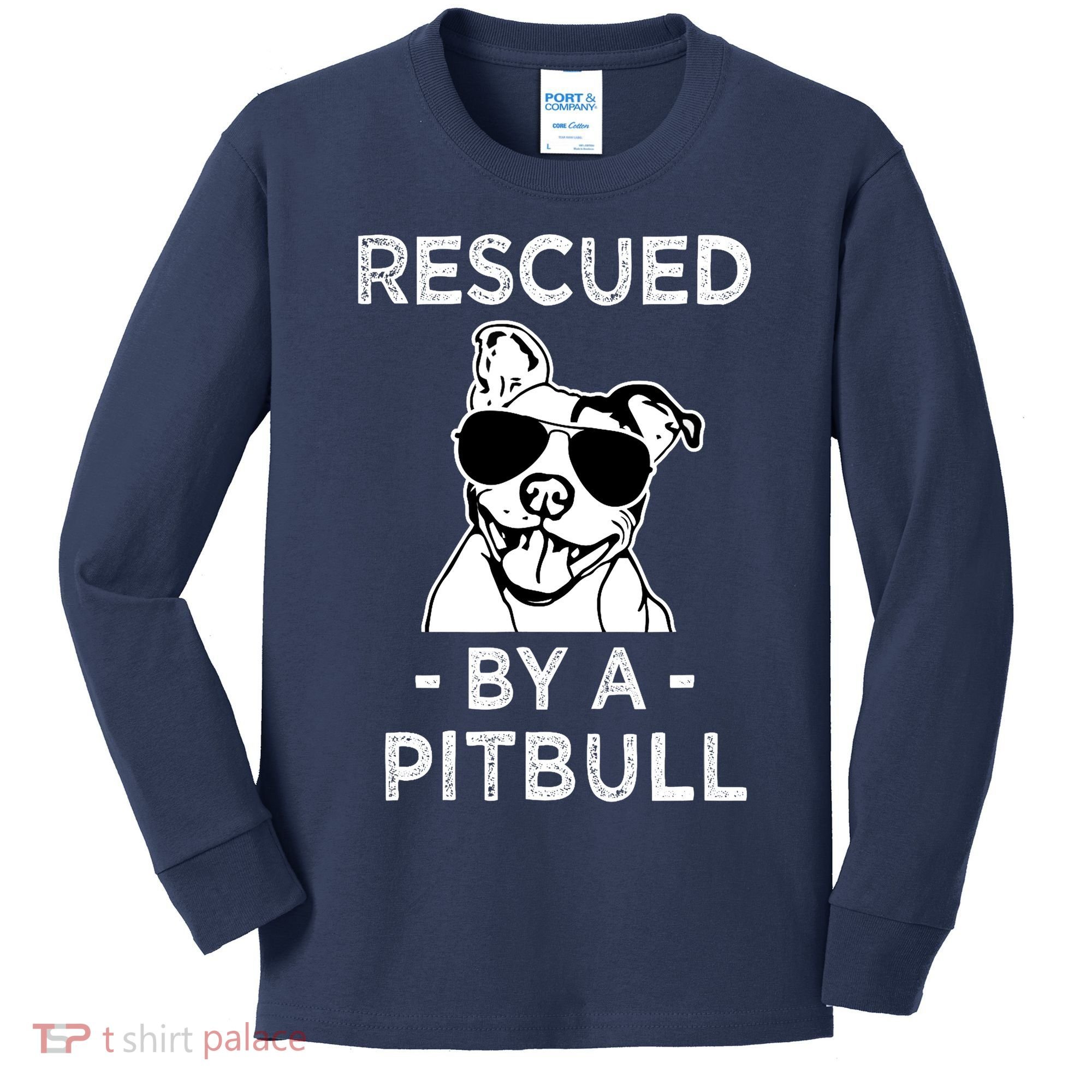 Rescued by my Pitbull Dog funny saying Kids Long Sleeve Shirt