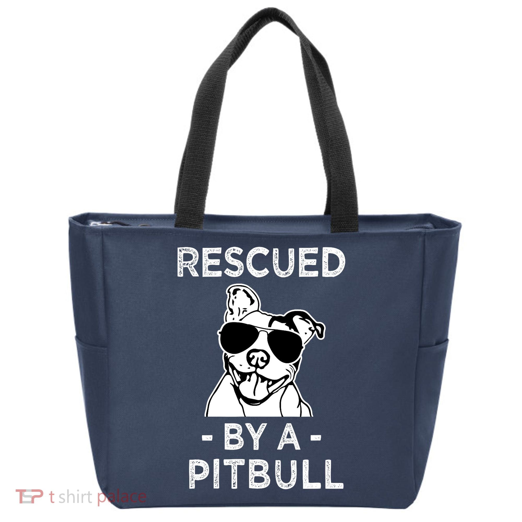 Rescued by my Pitbull Dog funny saying Tote Bag