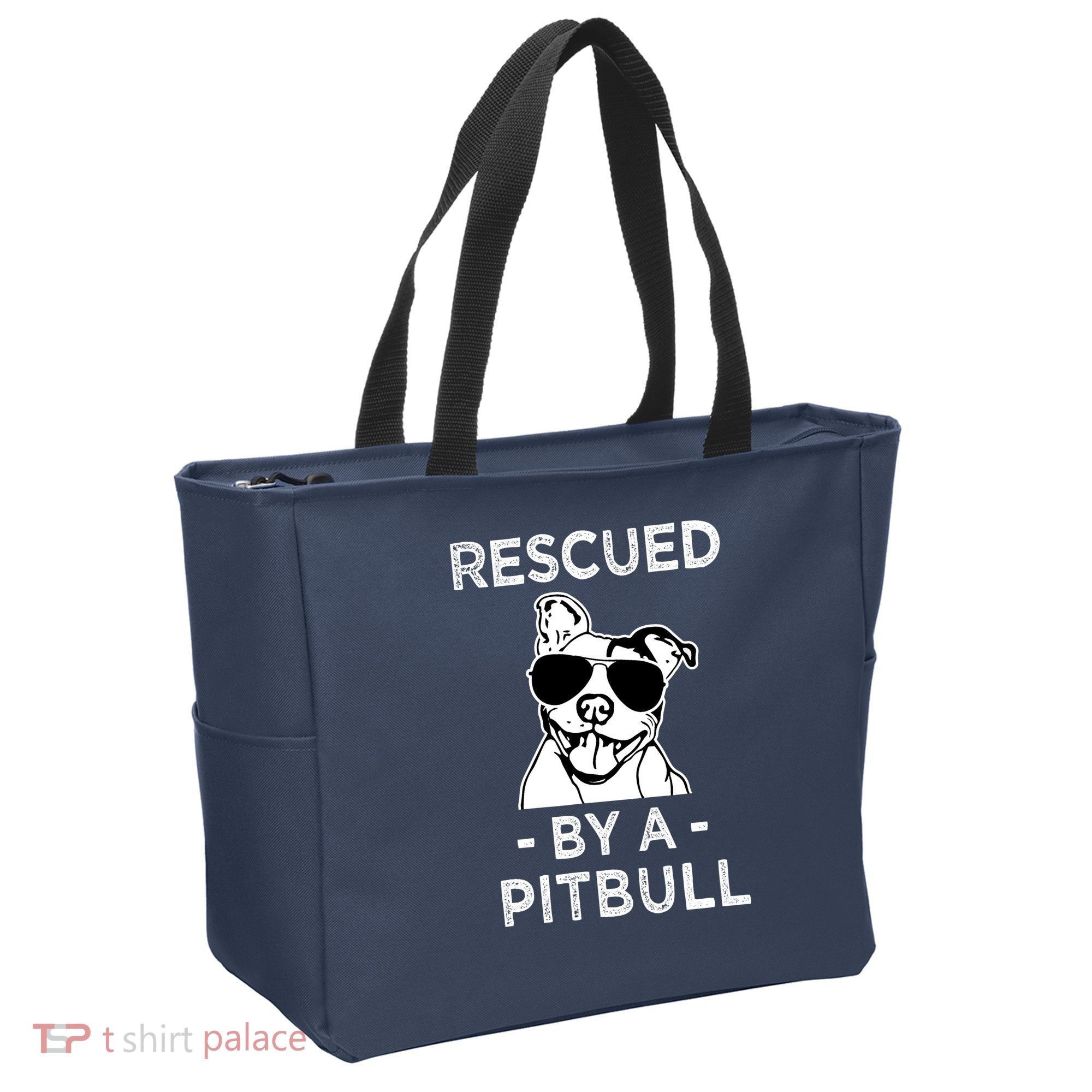 Rescued by my Pitbull Dog funny saying Tote Bag