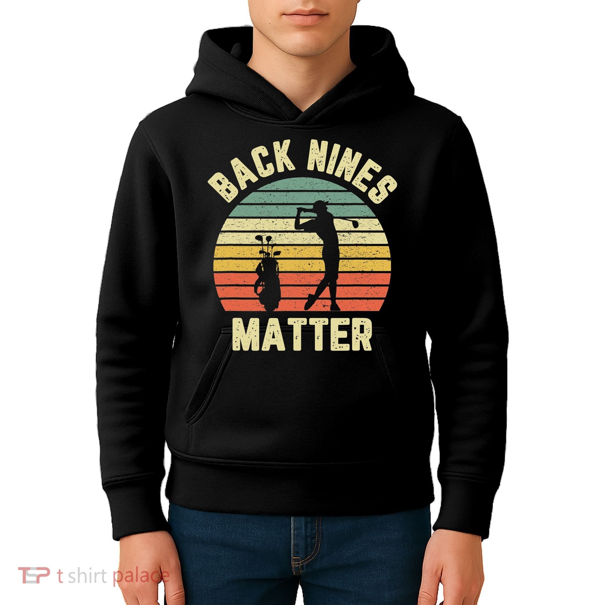 Retro Back Nines Matter Golfing Lover Golf Putt Kids Hoodie