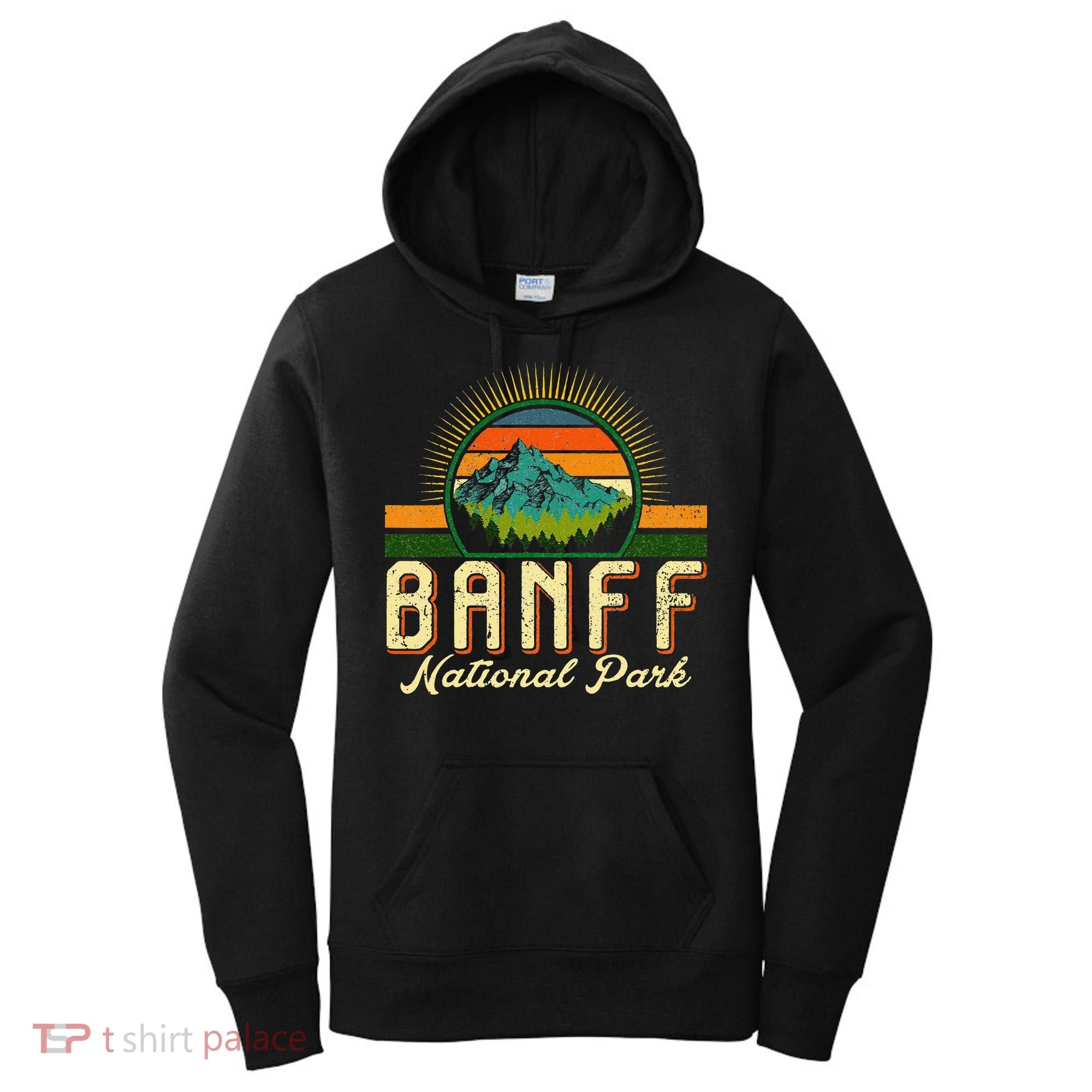 Retro Banff National Park Moutains Camping Hiking Outdoor Women's Hoodie