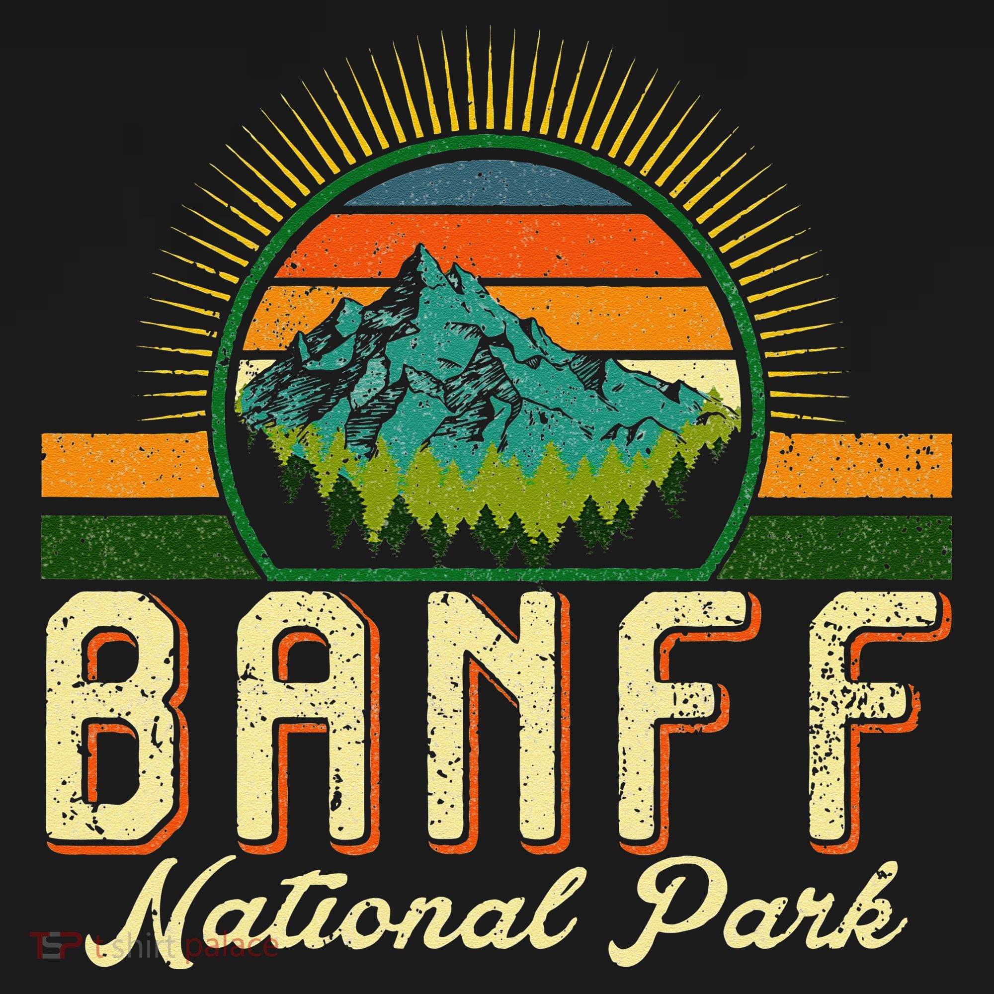 Retro Banff National Park Moutains Camping Hiking Outdoor Women's Hoodie