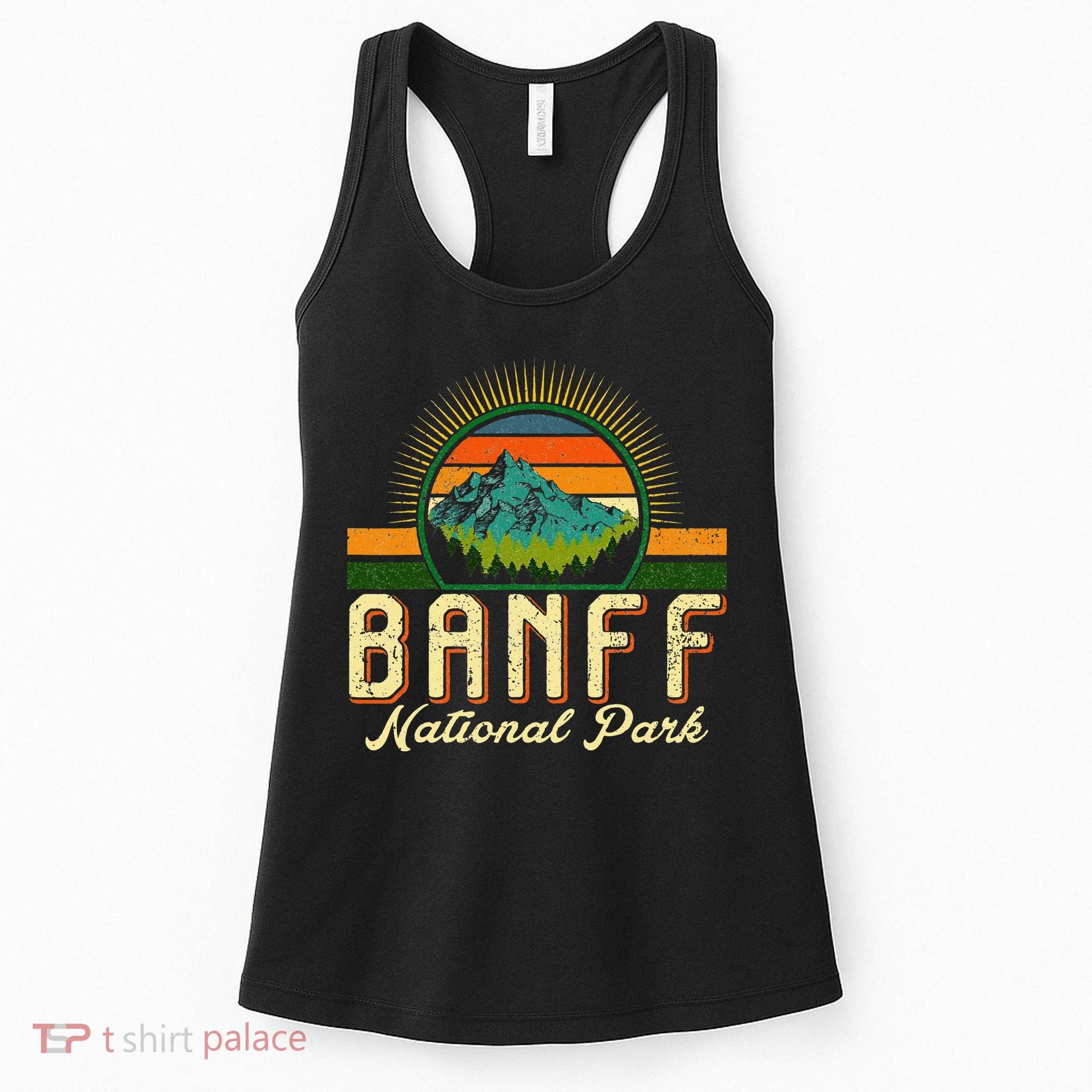 Retro Banff National Park Moutains Camping Hiking Outdoor Women's Tank Top