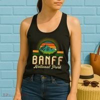 Retro Banff National Park Moutains Camping Hiking Outdoor Women's Tank Top thumb 2