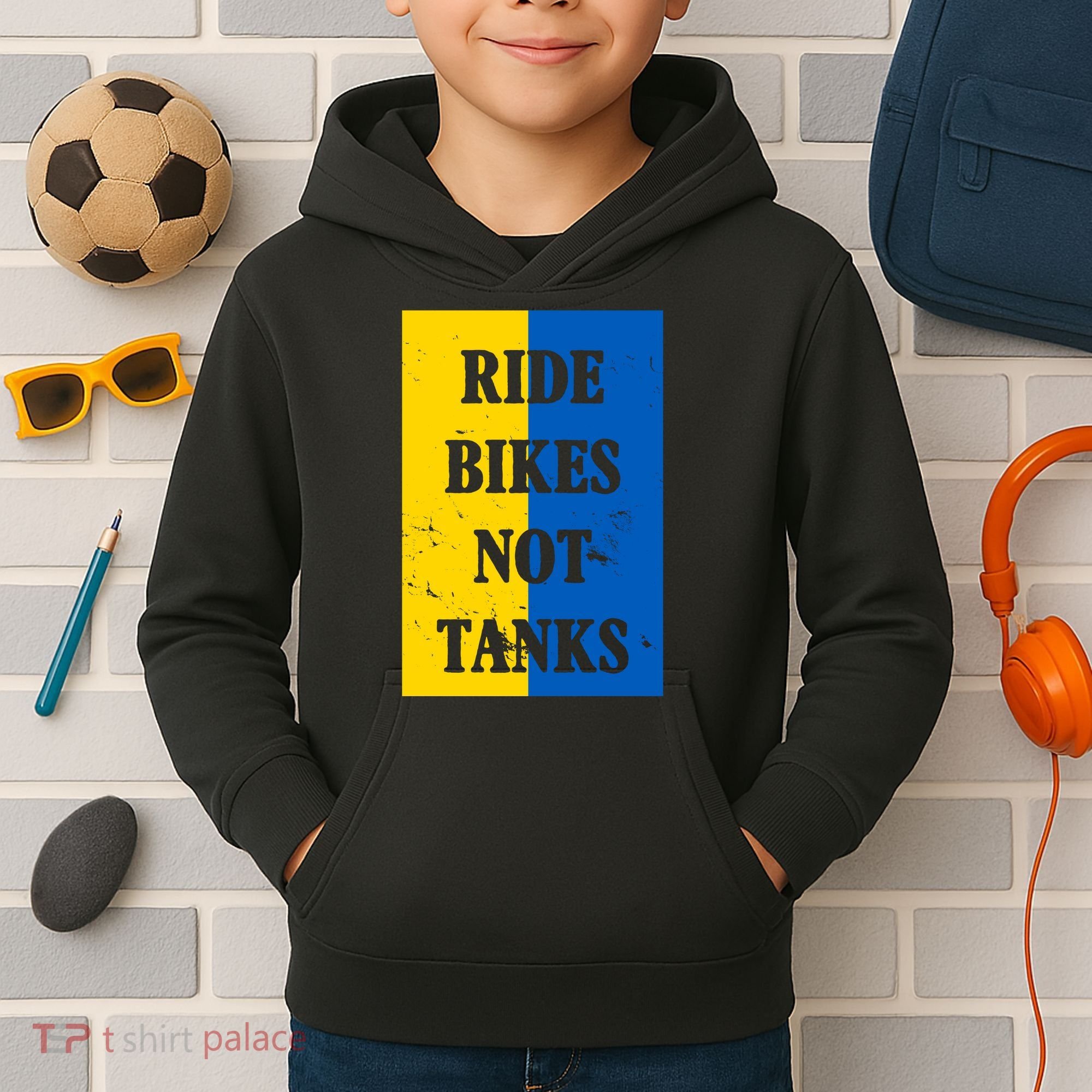 Ride Bikes Not Tanks Ukraine Kids Hoodie