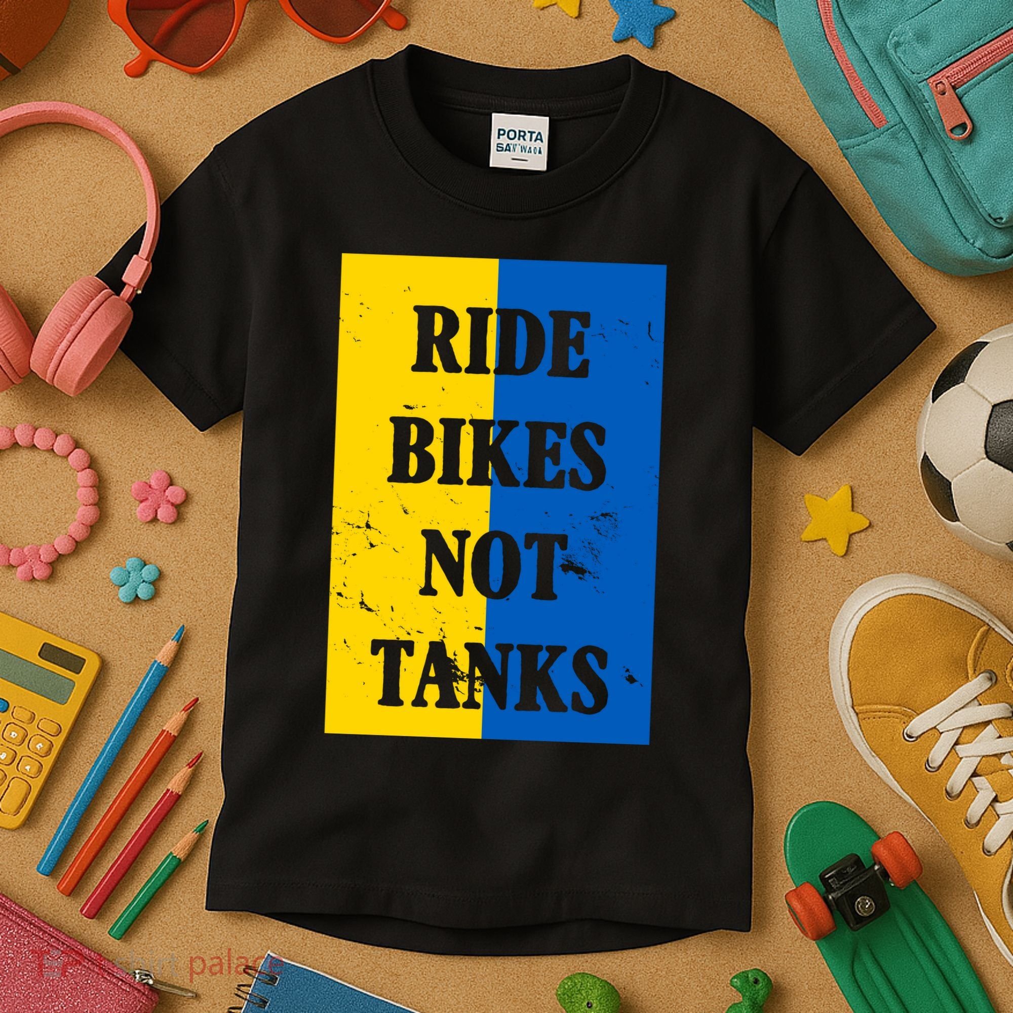 Ride Bikes Not Tanks Ukraine Kids T-Shirt