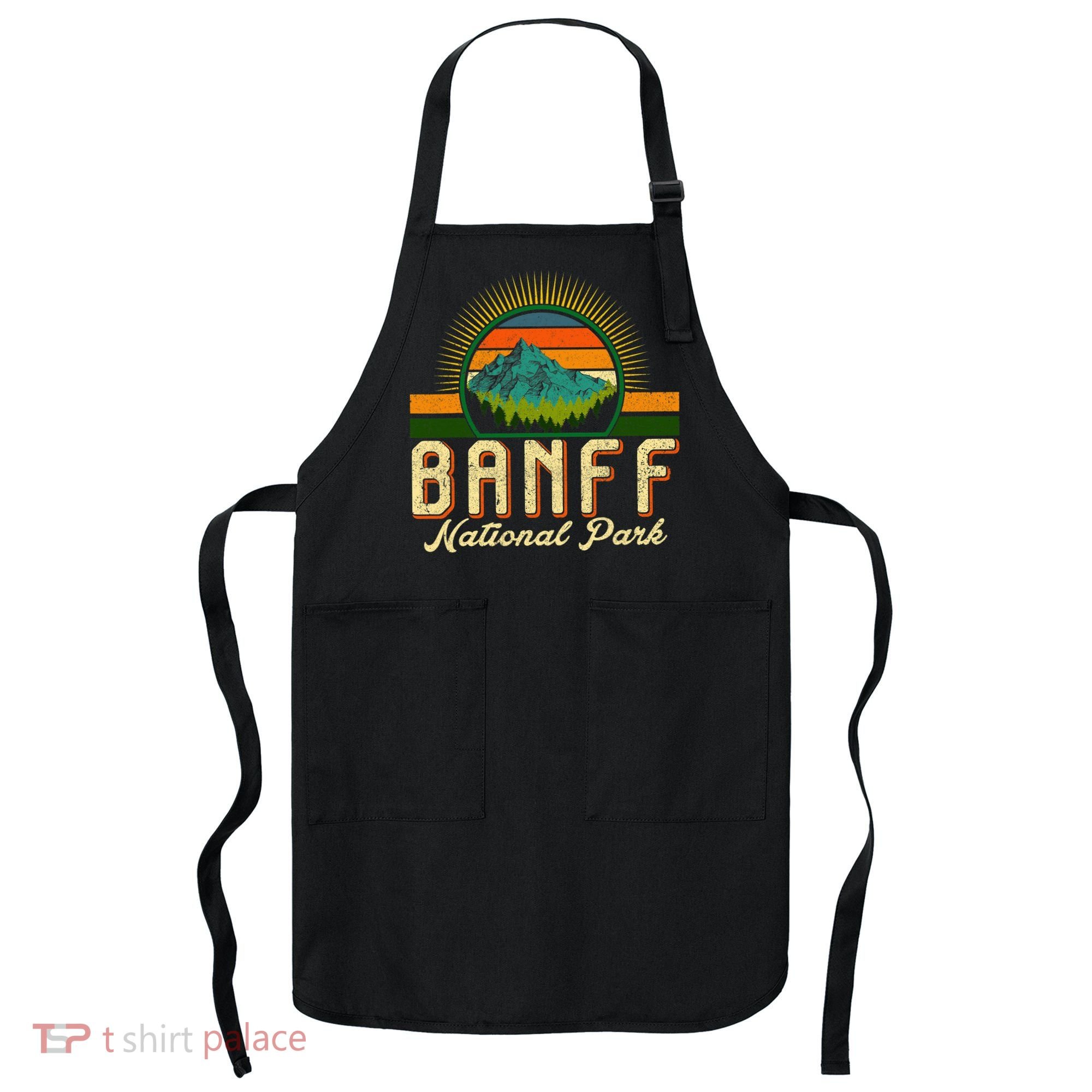 Retro Banff National Park Moutains Camping Hiking Outdoor Apron
