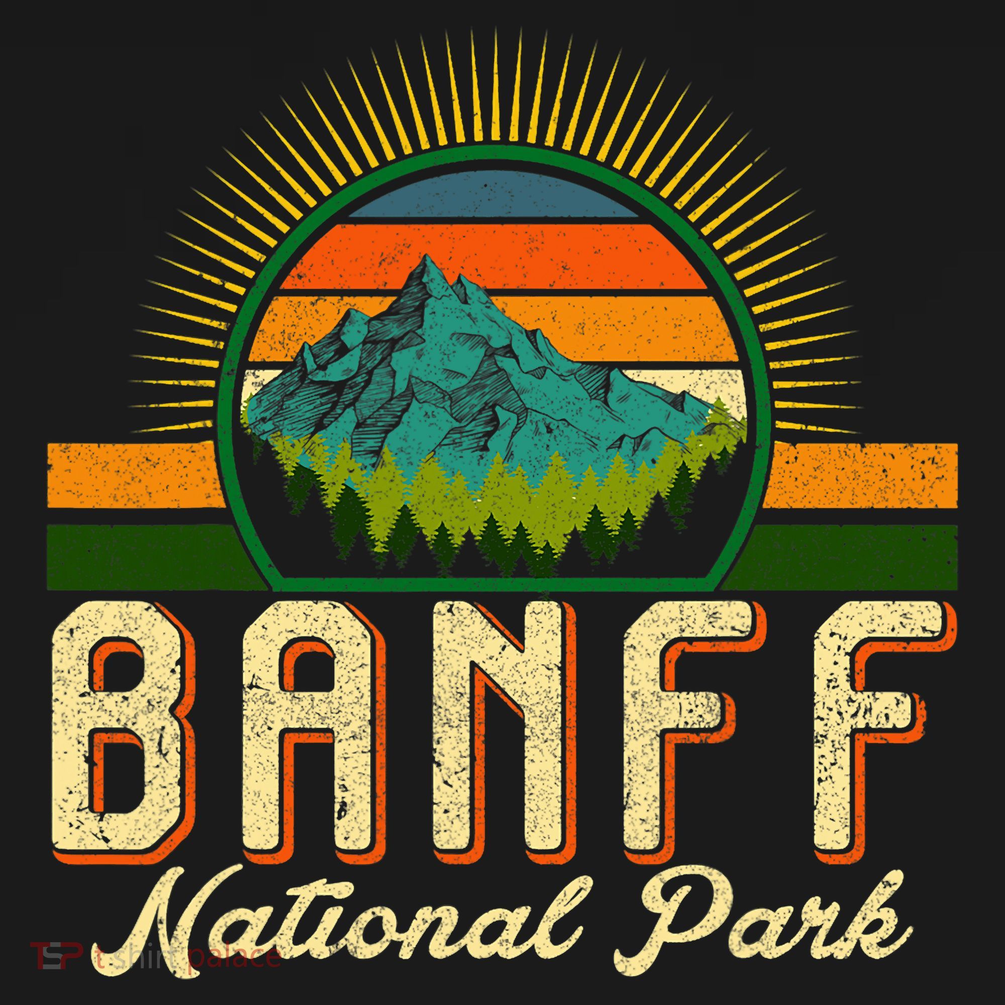Retro Banff National Park Moutains Camping Hiking Outdoor Sweatshirt