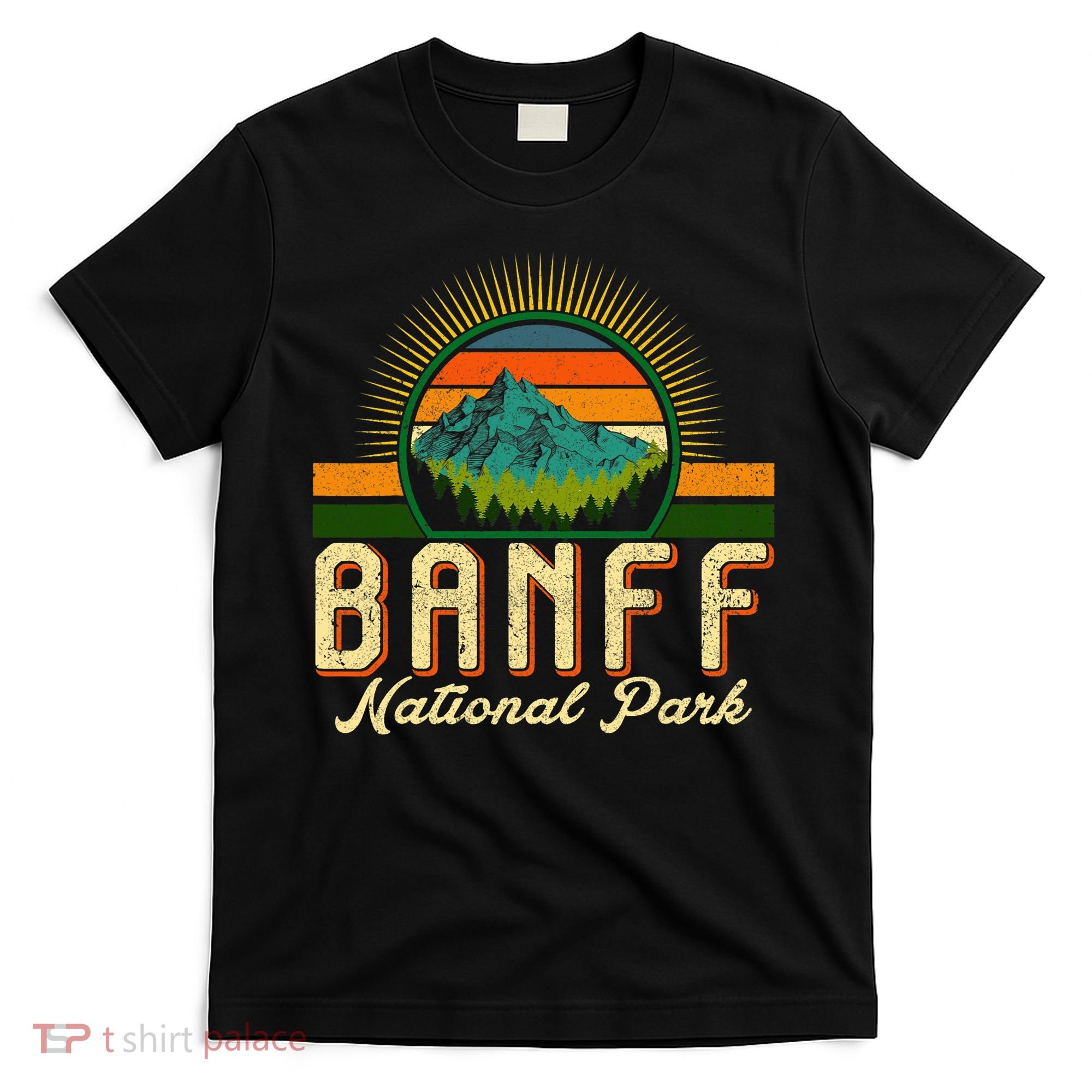Retro Banff National Park Moutains Camping Hiking Outdoor T-Shirt