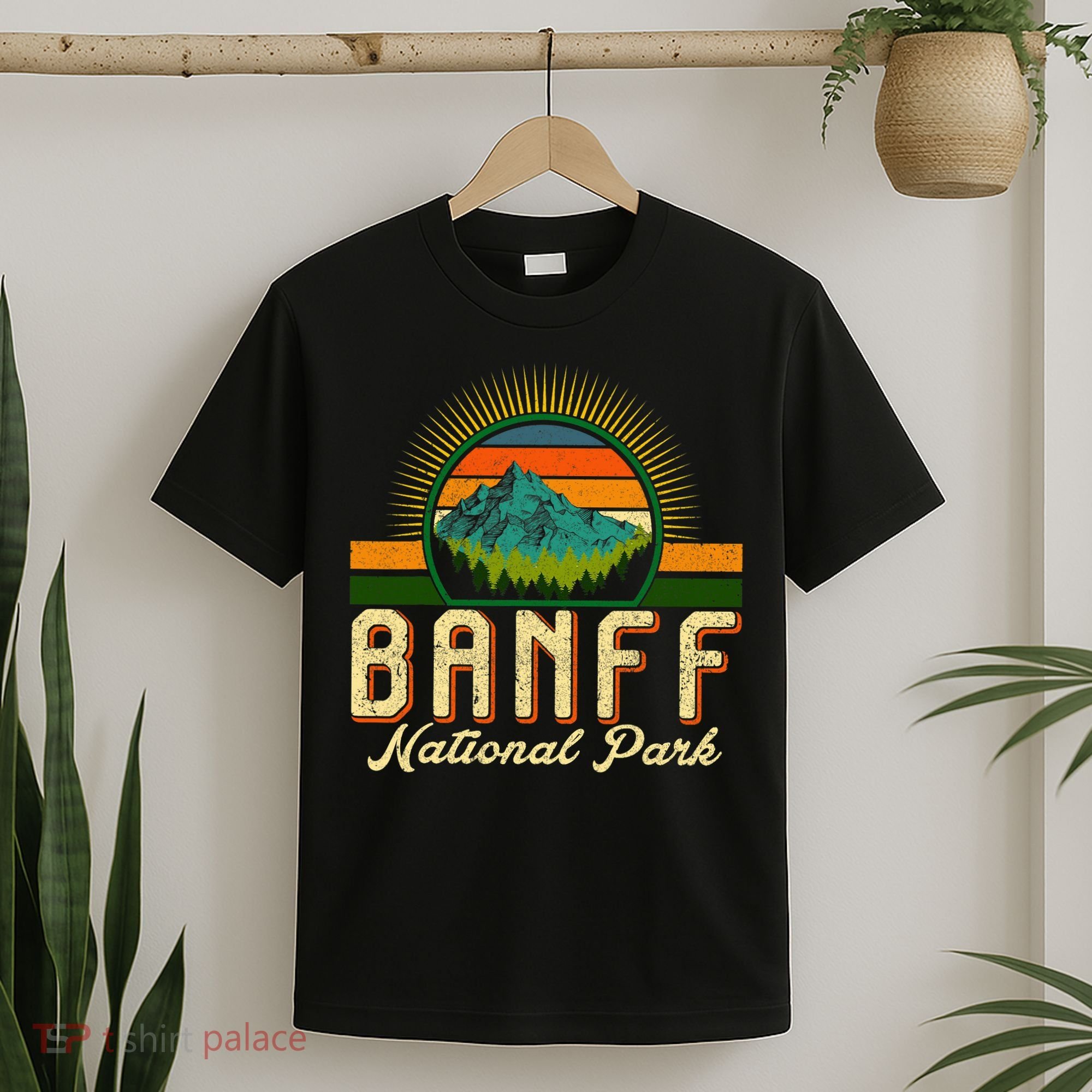 Retro Banff National Park Moutains Camping Hiking Outdoor T-Shirt